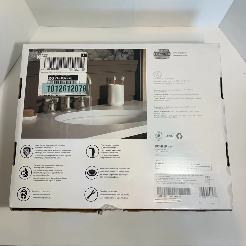 Kohler Paces 8 in. Widespread Double Handle Bathroom Faucet with Cross Handles